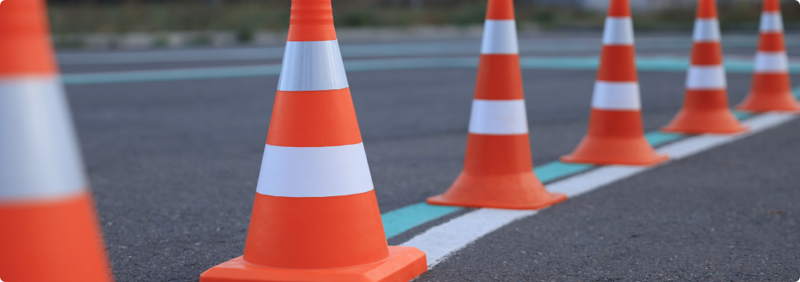 a close up of a traffic cone